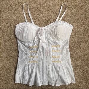 White Lace-Trim Spaghetti Strap Bustier Camisole